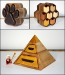 Paw, pyramid, honeycomb bandsaw boxes by Taya